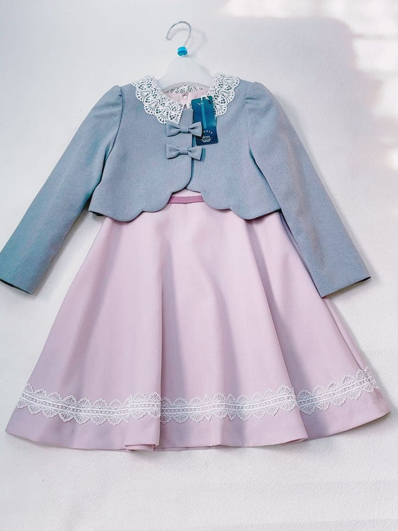 みみ 新品フォーマルドレス グレーとピンク120✨