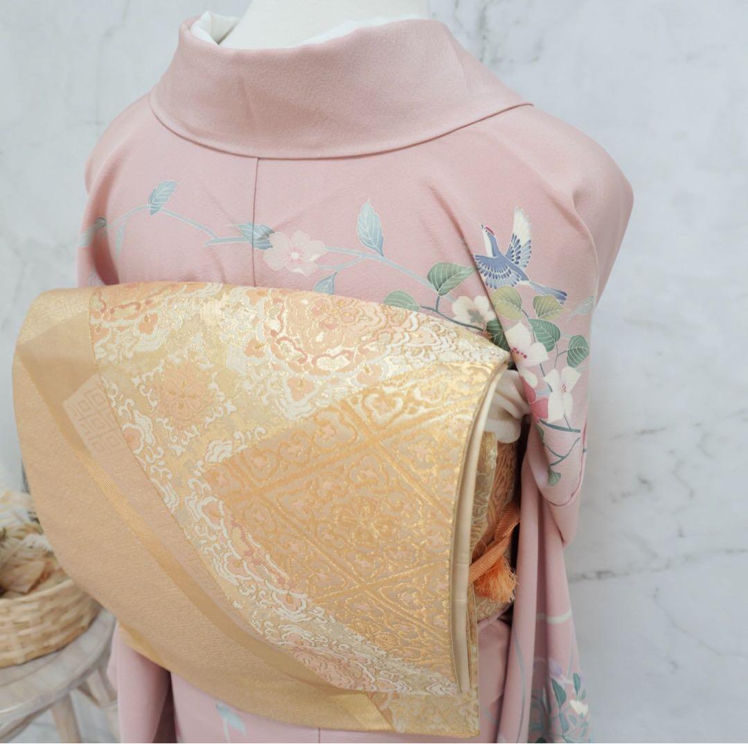 訪問着3点セットa492 訪問着　帯締め帯揚げ3点結婚式　落款