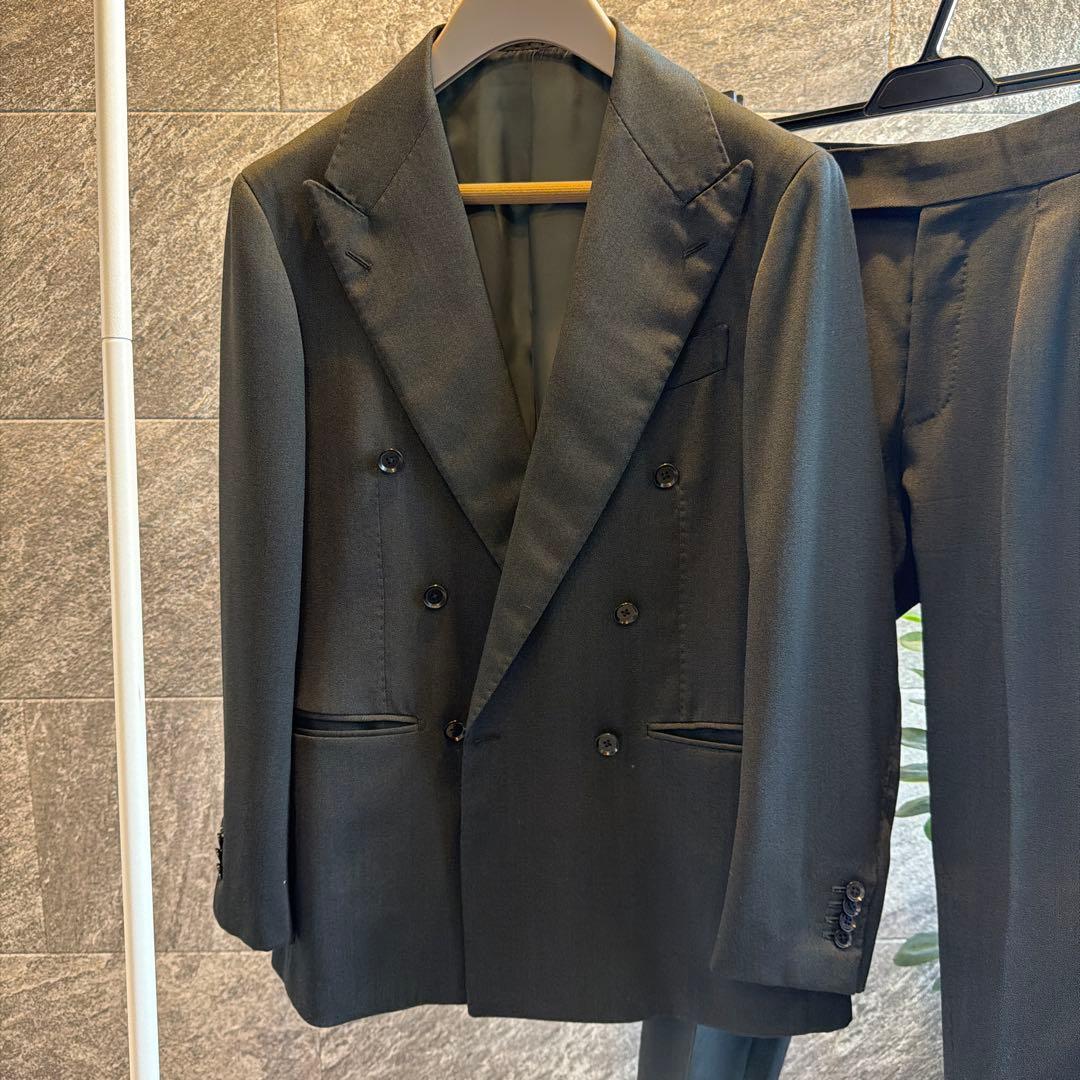 ナノユニバース別注　リングジャケット　ダブルセットアップ秋冬　ダークグリーン44