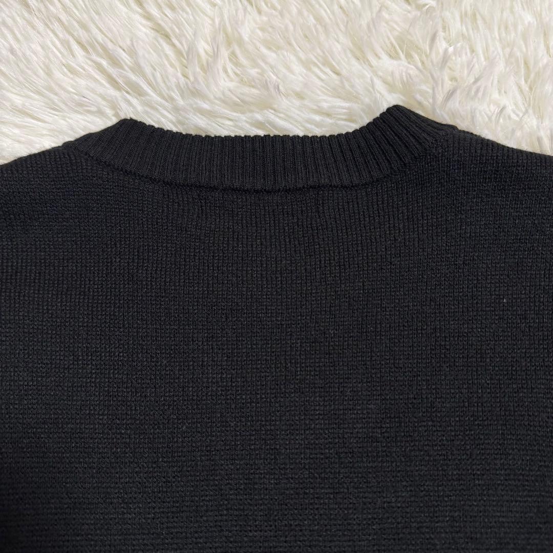 【美品】フレッドペリー クルーネックニット ブラック 月桂樹ロゴ Sサイズ