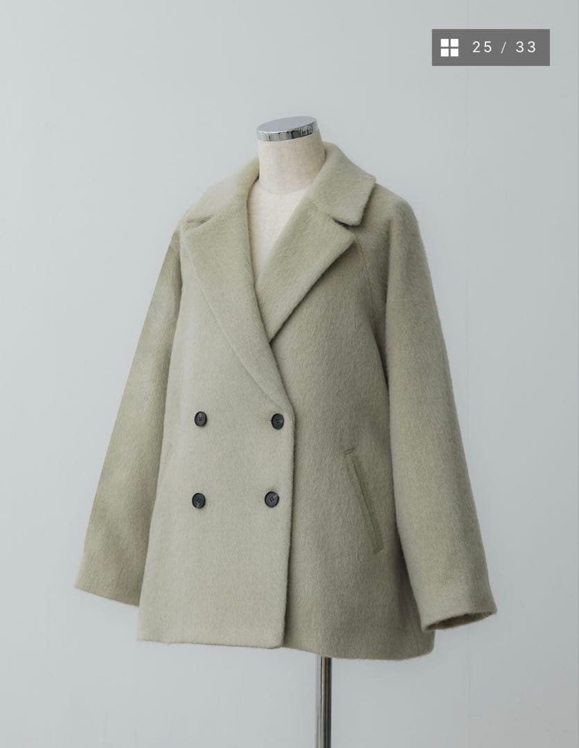 【茶葉】クルーレ crewreマイルドシャギーウールPコート サイズ1