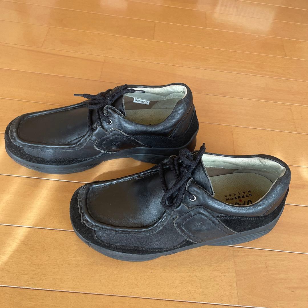 のさかストレッチウォーカー 41 黒 レザースエードシューズ インソールなし