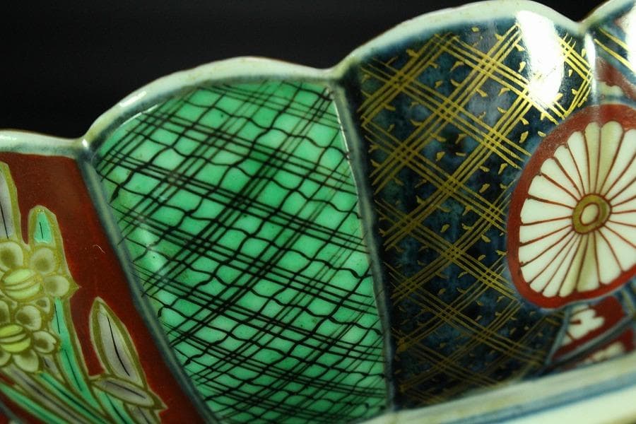 大聖寺 伊万里 菊碗 時代物(K-A867)