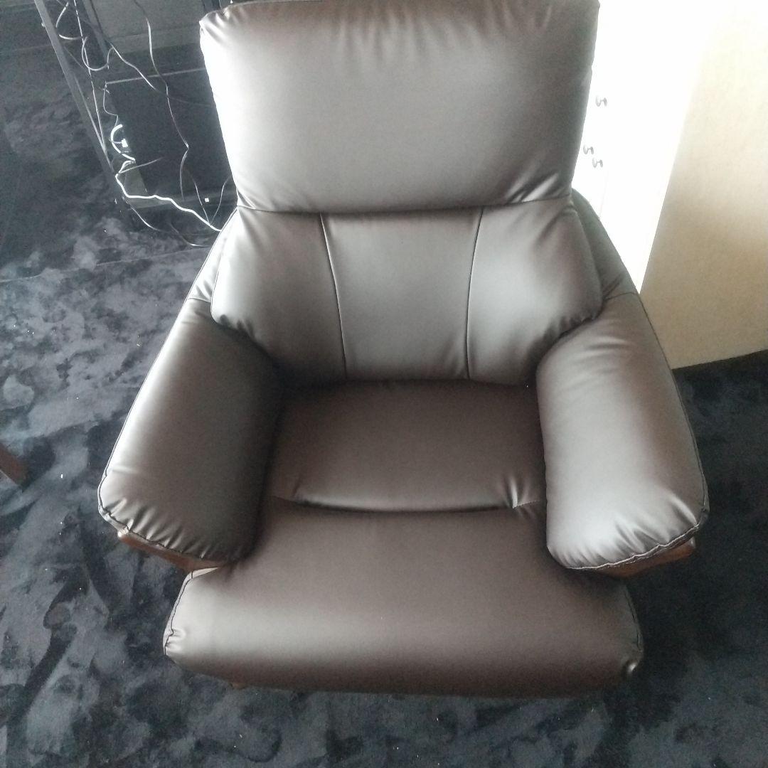 ダークブラウン 合成皮革 1人掛けソファ