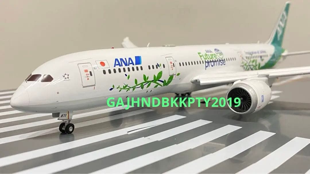 ANA 緑 B787-9 Green Jet 871Aフラップダウン 1/200