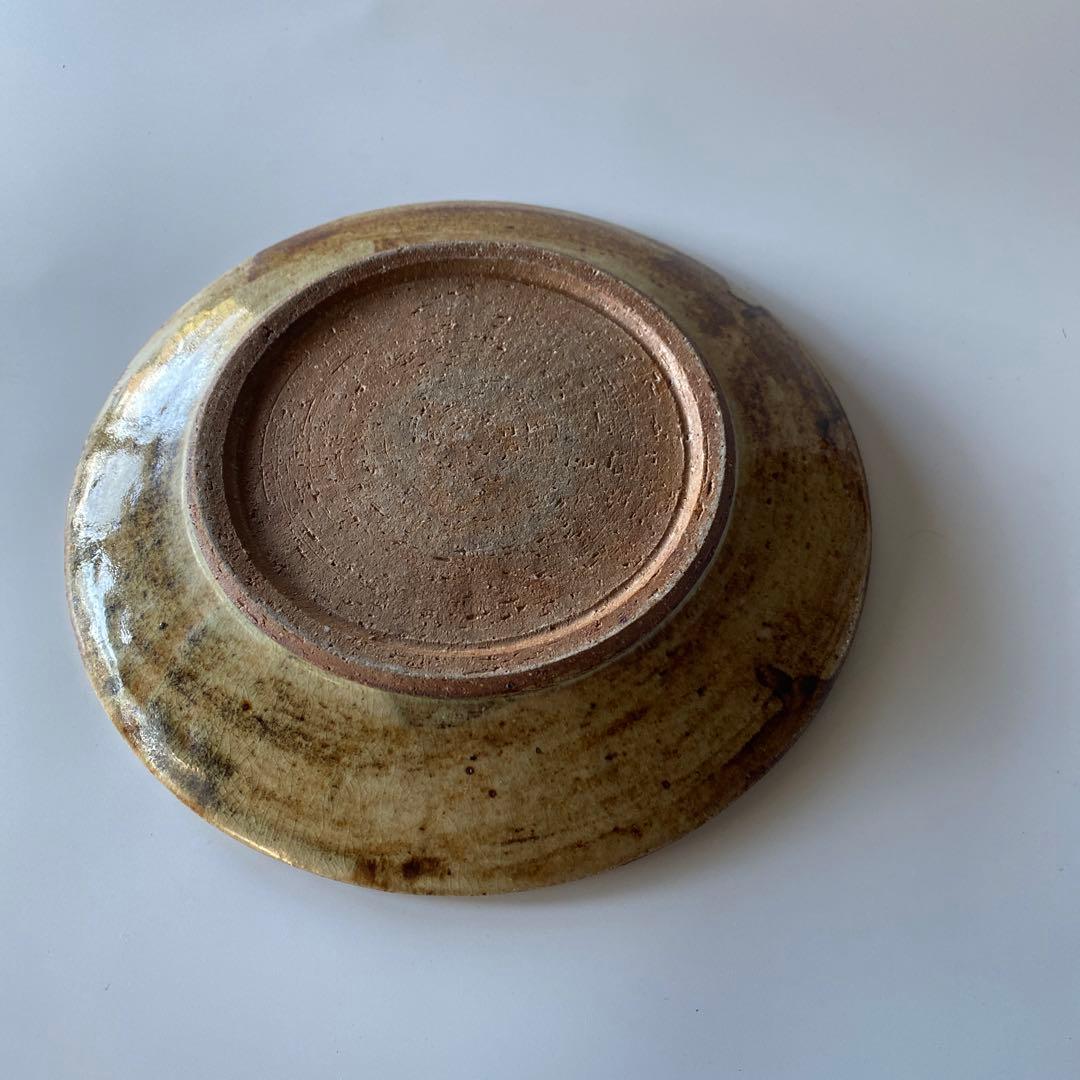 希少 武内晴二郎 鉄砂丸紋抜絵大皿 民藝