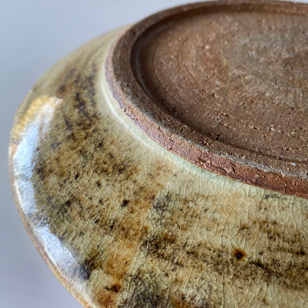 希少 武内晴二郎 鉄砂丸紋抜絵大皿 民藝