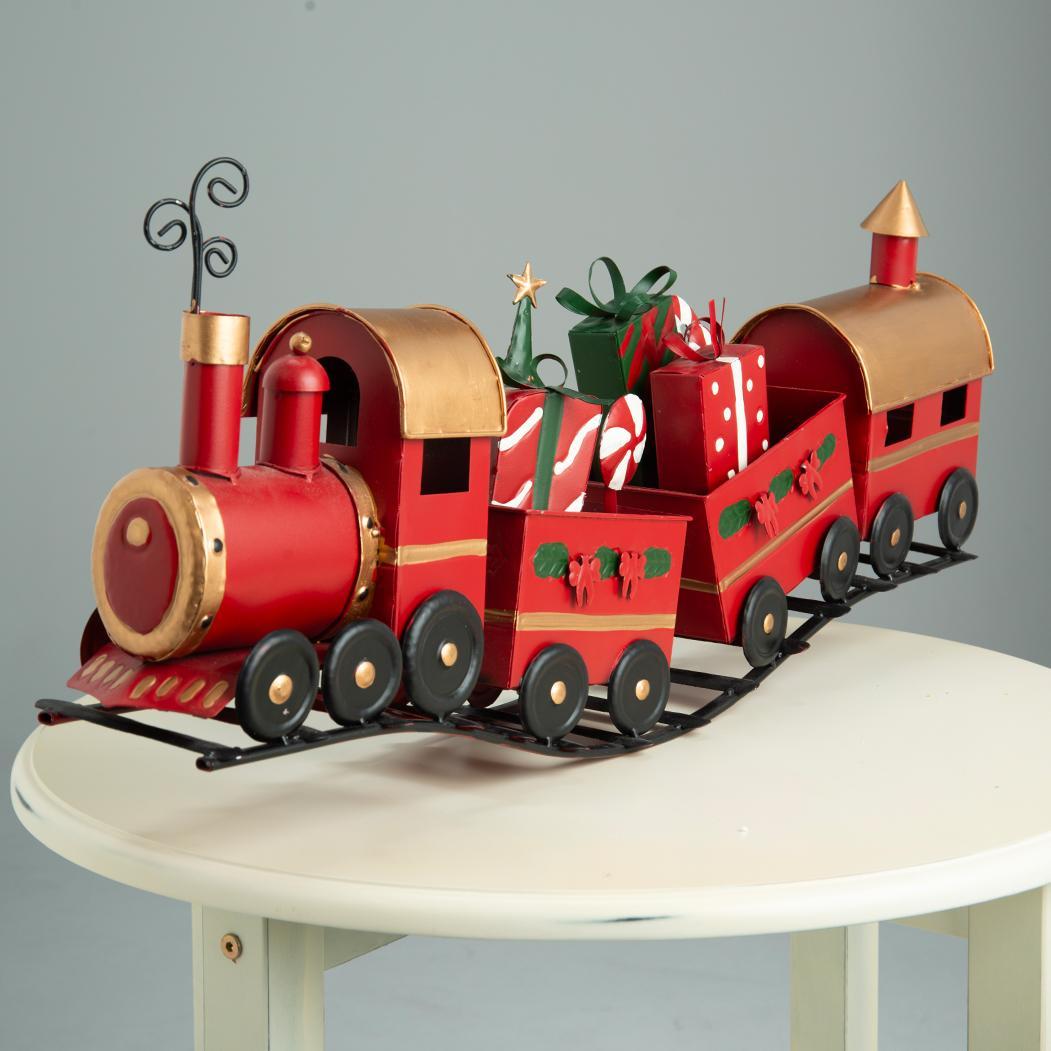 ブリキ製のトレイン 大きなクリスマス列車 　長さ67cm