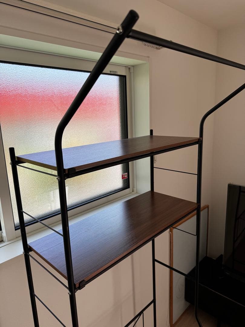 木製棚付き 黒 ランドリーラック