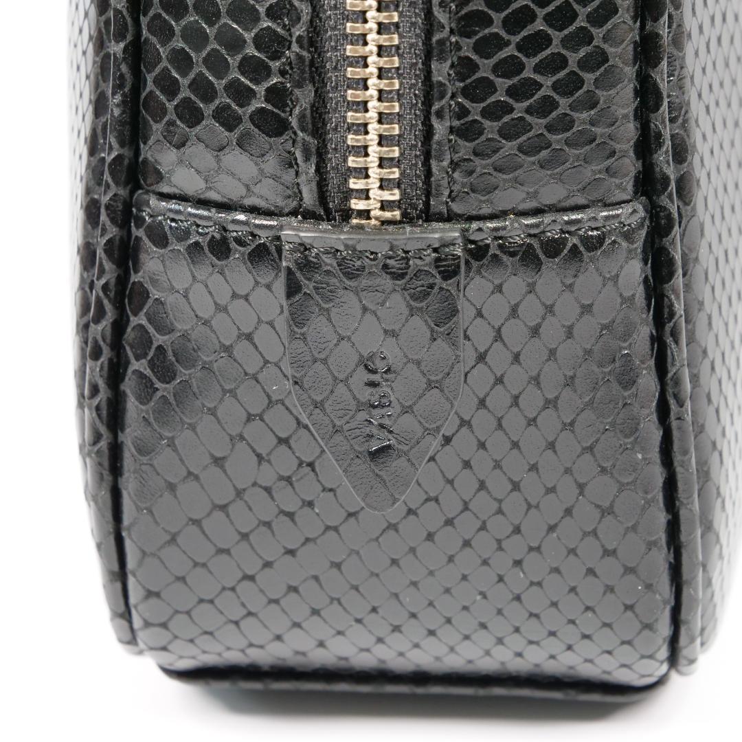 【MmyY】美品✨ハンドバッグ ショルダーバッグ パイソン柄 ブラック