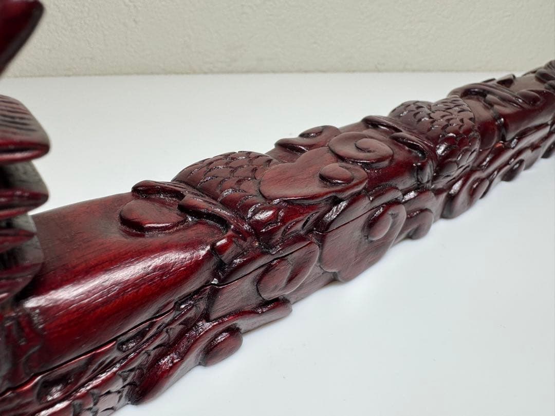 漆器 箸箱 喰籠 黒檀 龍 木彫 夫婦箸入れ 骨董 アンティーク