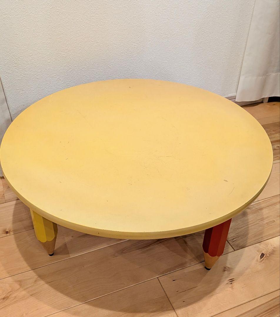 鉛筆　テーブル　レトロ　円卓　机　カラフル　ちゃぶ台　リビング　インテリア