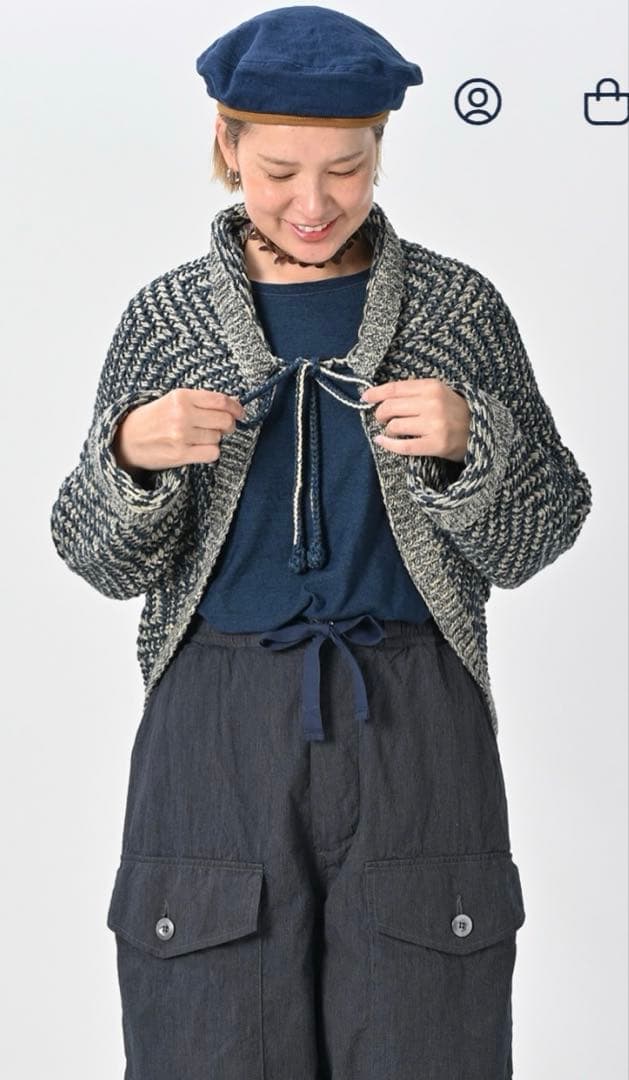 45R ハンドニットのボレロ（インディゴ）