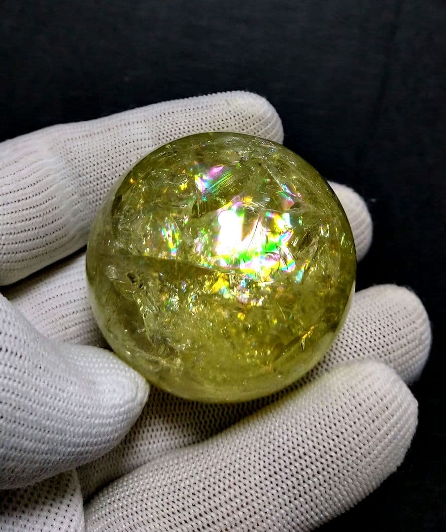 【希少,美品】天然アイリスシトリン　スフィア　丸玉　置物　原石　希少