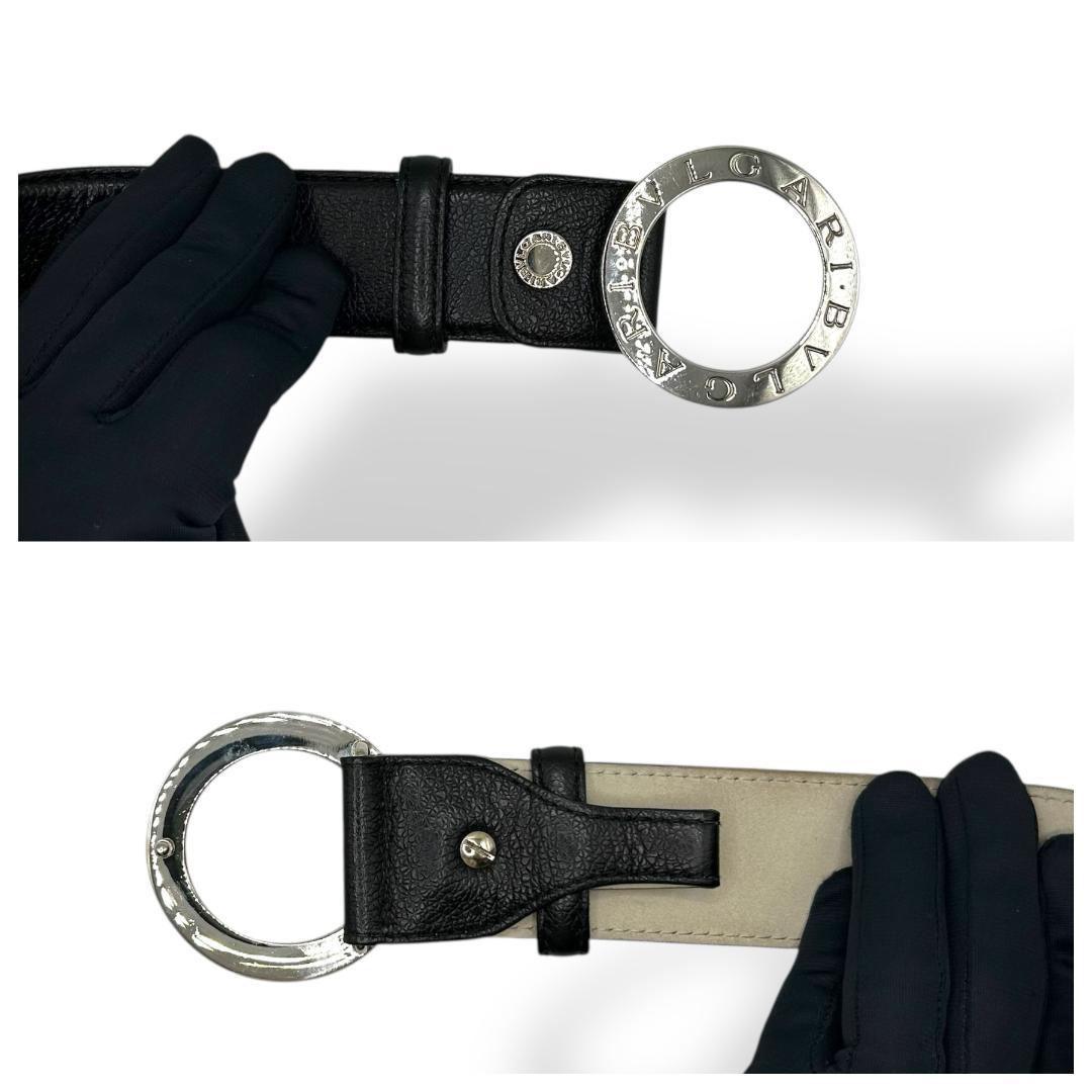 美品✨ BVLGARI ブルガリ ベルト ラウンドロゴバックル グレインレザー