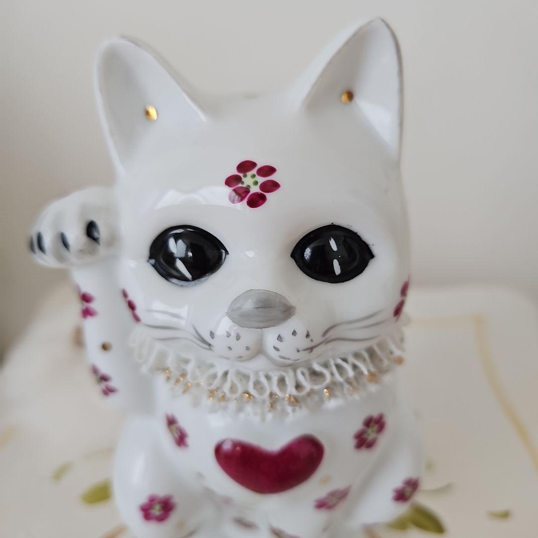  ARDEN. ロイヤルアーデン　ハート花柄招き猫ピンクキャット♥️