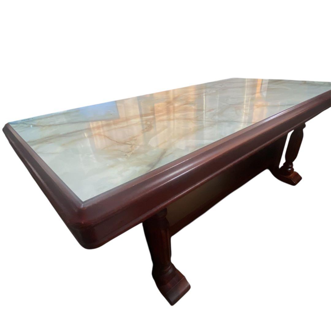 【希少】アンティーク オールド カリモク センターテーブル 大理石調 レトロ