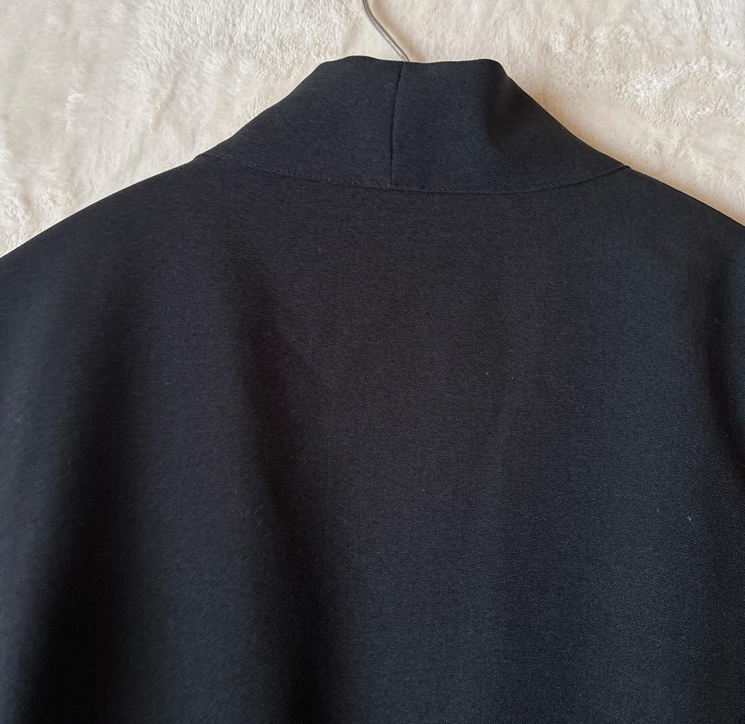 T088美品ハレSQUAREサムエコート和装着物羽織キモノ袖オーバーサイズ黒Ｆ