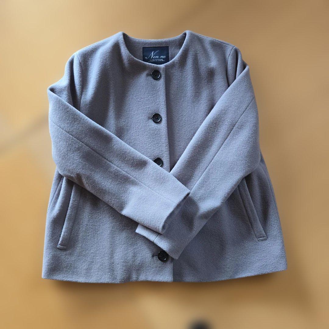 マドモアゼルノンノン ・ノーカラーコートグレー