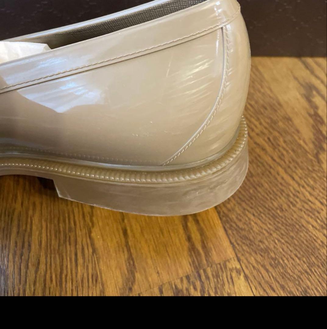 グッチ　ベージュ レインシューズ　ローファー サイズ7