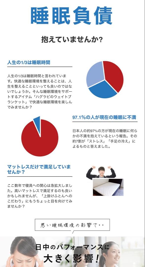 ★美品 ハグラビ ウェイトブランケット Sサイズ モカブラウン 睡眠改善 布団