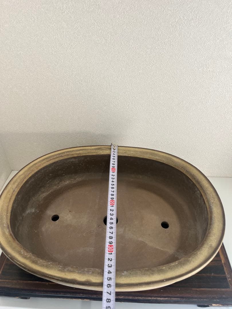 中国古盆器＜白交趾★時代乗り満点★発色抜群・希少、人気型・使い頃サイズ＞楕円