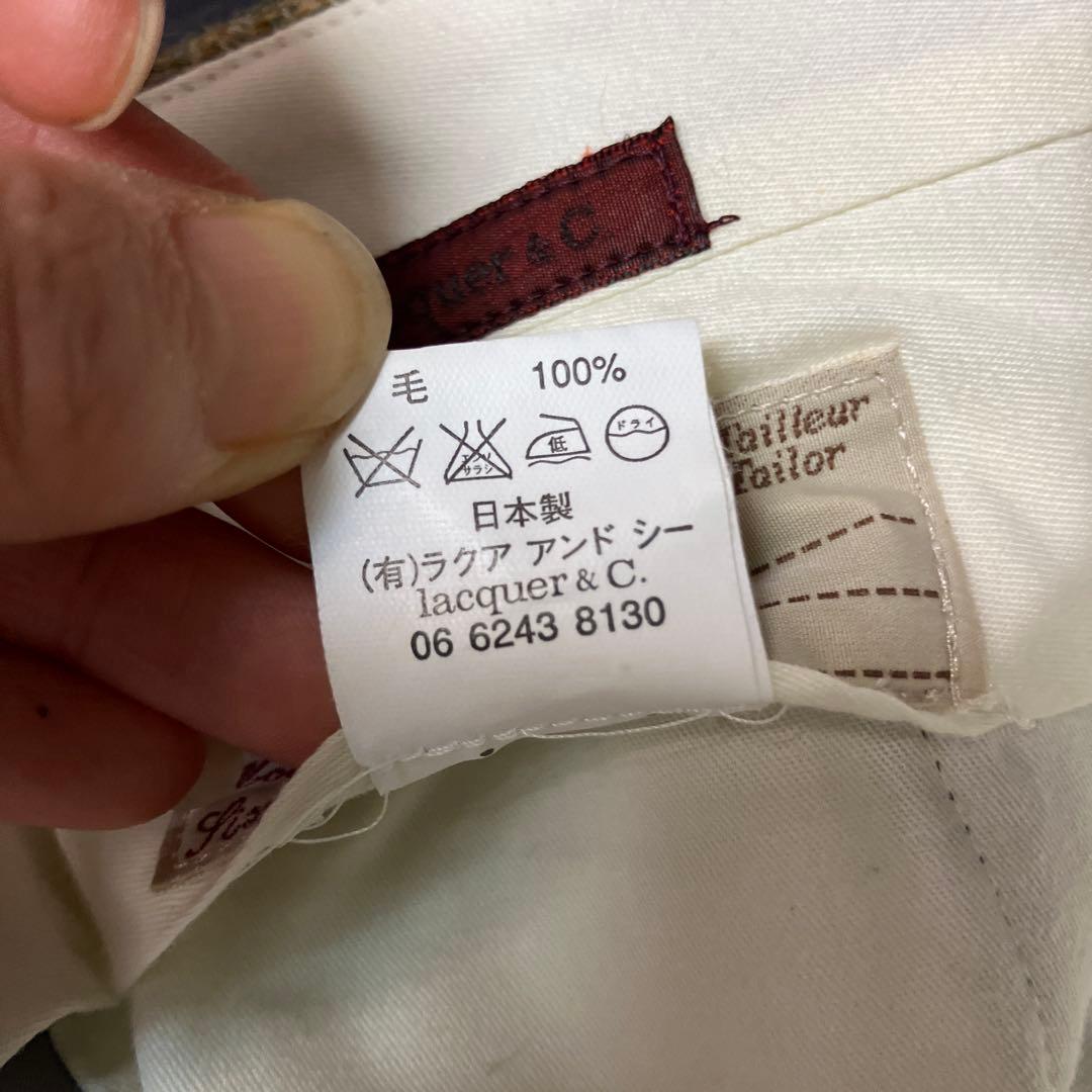 271-1 ラクアアンドシー チェック柄 ベージュスーツ サイズ52 (XL)