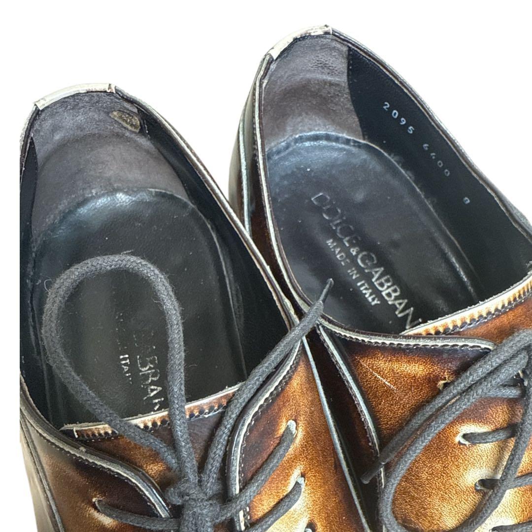 美品 DOLCE&GABBANA ドルチェ&ガッバーナ レザーシューズ 8 茶