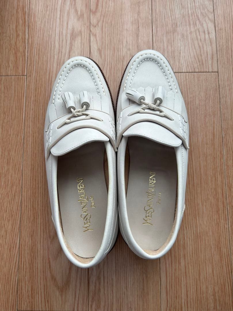 Yves Saint Laurent ローファー ホワイト 26.0 EEE