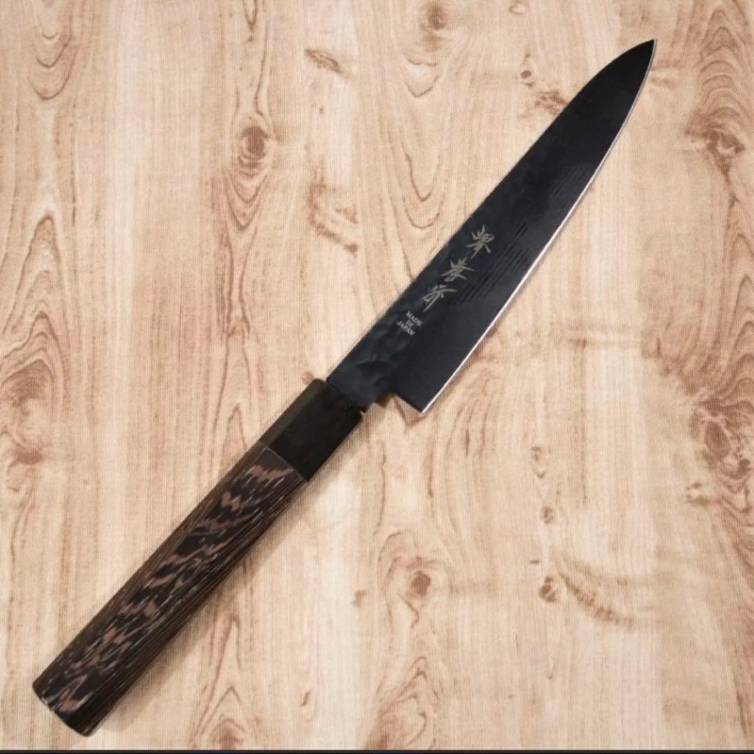 堺孝行　ペティナイフ　果物ナイフ　150mm 黒影　V金10号　青木刃物製作所