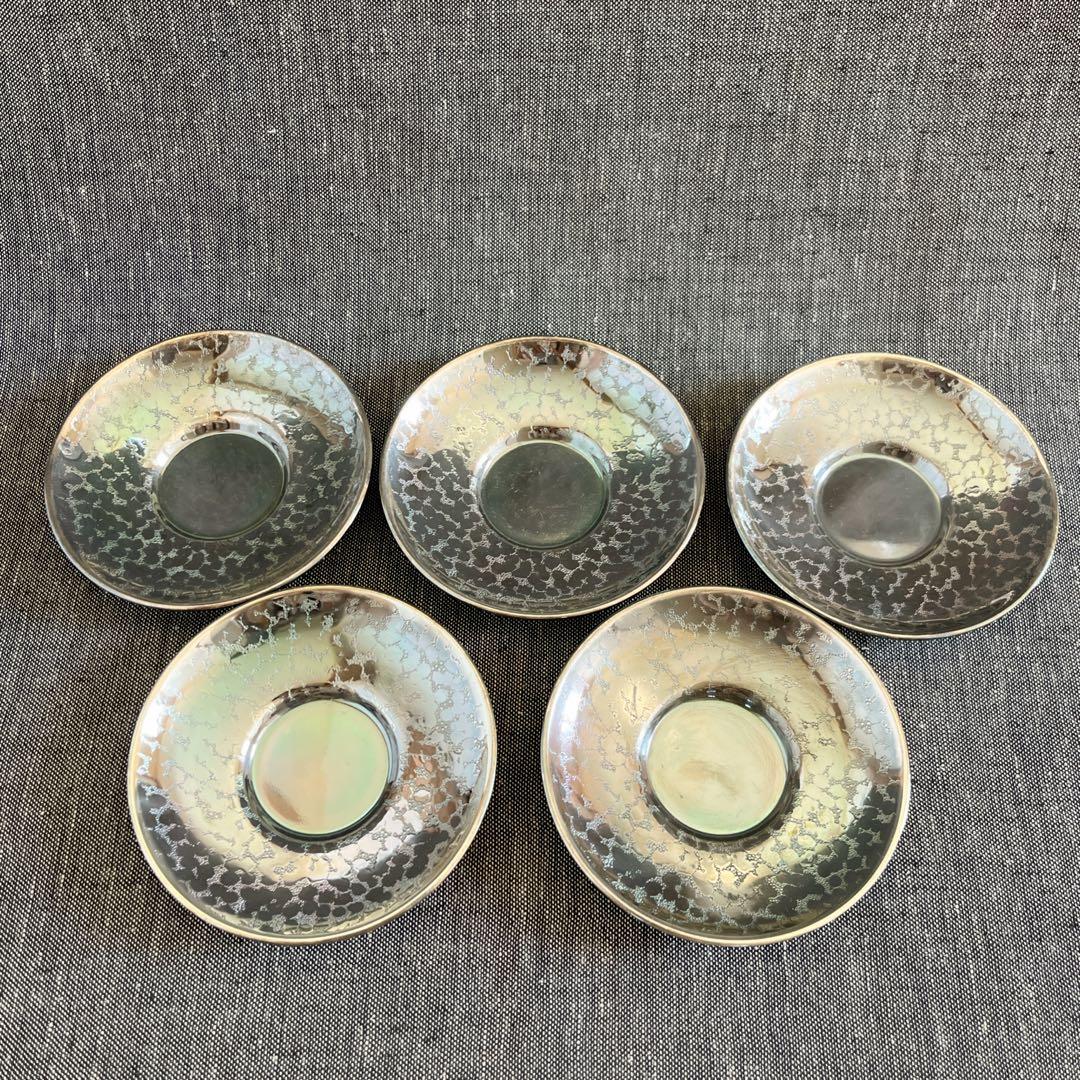 銀川堂『いぶし銀』黄銅 茶器揃 急須＆茶托10客 煎茶道具 金属工芸