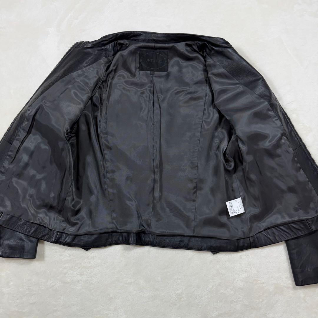 アンタイトル 大きい 2XL ラムレザー ノーカラー シングルライダース 黒