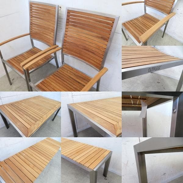未使用品■ドイツ■outflexx■チーク×ステンレス■ガーデンダイニング4点