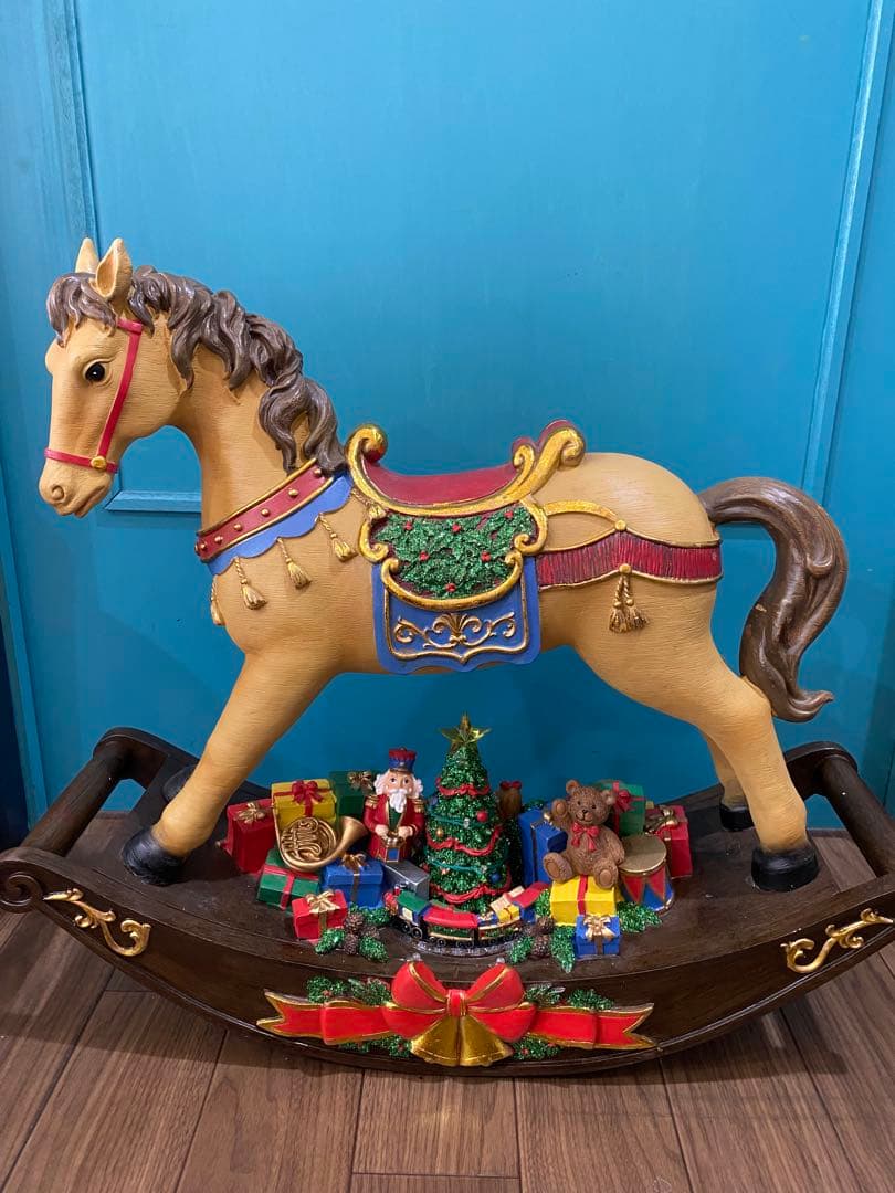 (美品)クリスマス ロッキングホース 電飾　メロディ　高さ38㎝×幅55㎝