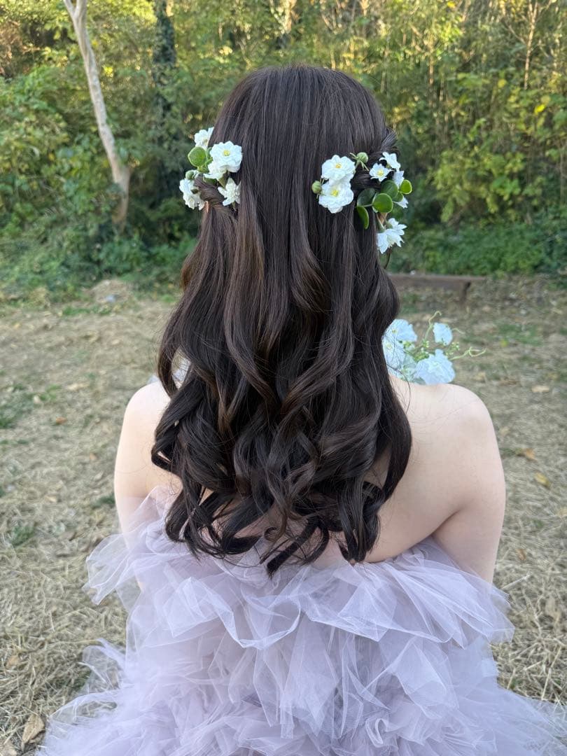 ナチュラルブーケ・ブートニア・ヘアパーツセット　ウェディング