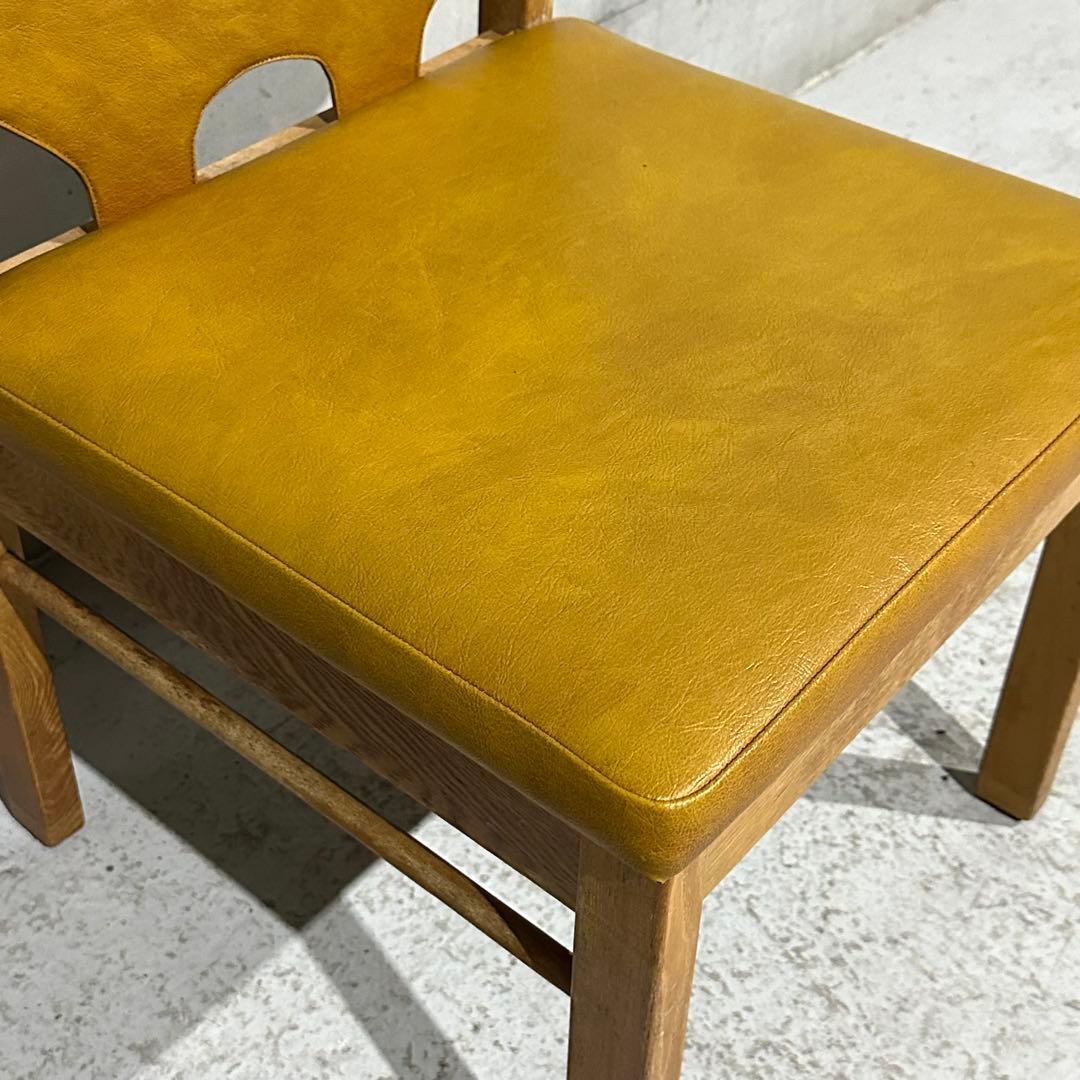 ★80s★MARUNI マルニ木工 レザー ダイニングチェア 本革 ヴィンテージ