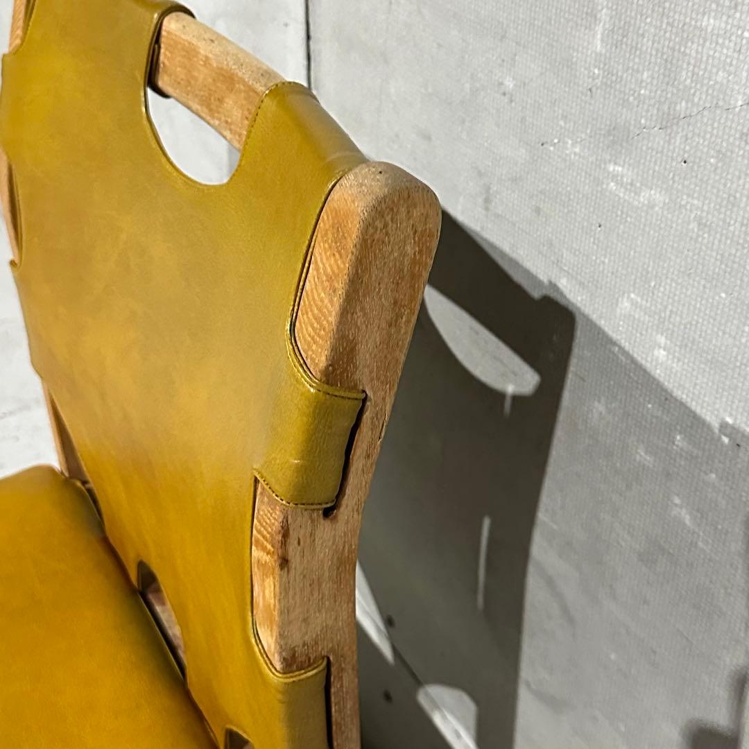 ★80s★MARUNI マルニ木工 レザー ダイニングチェア 本革 ヴィンテージ