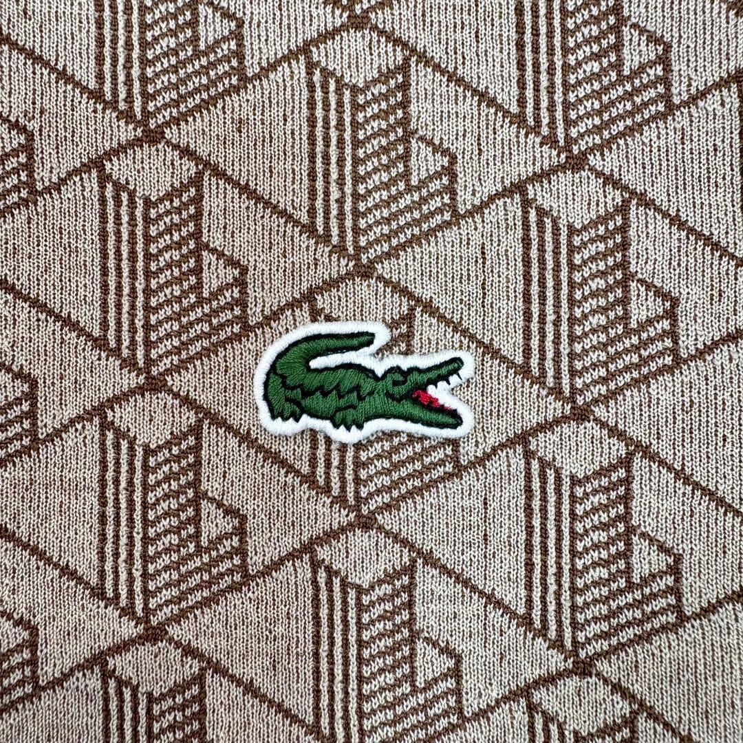 美品 LACOSTE ラコステ モノグラム 半袖ポロシャツ M相当 ブラウン