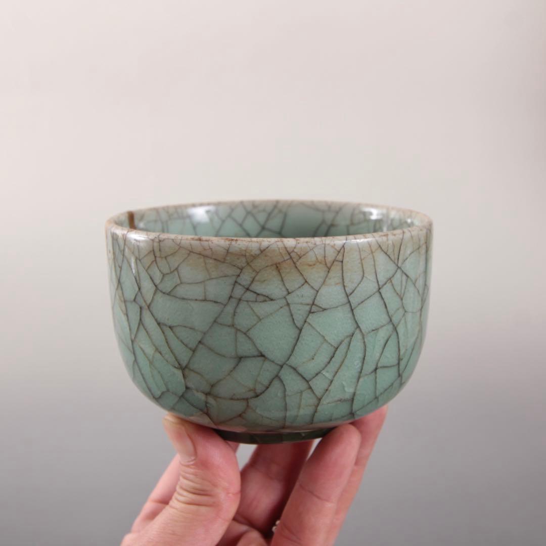 青磁 氷裂文 茶碗 古美術 古道具 茶道具