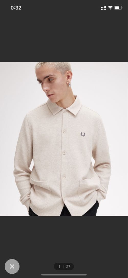 FRED PERRY/Long Sleeve Polo ベージュL