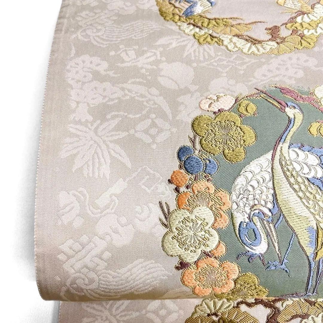 鶴模様　双鶴紋　菊花　梅花　松模様　袋帯　着物　123a p