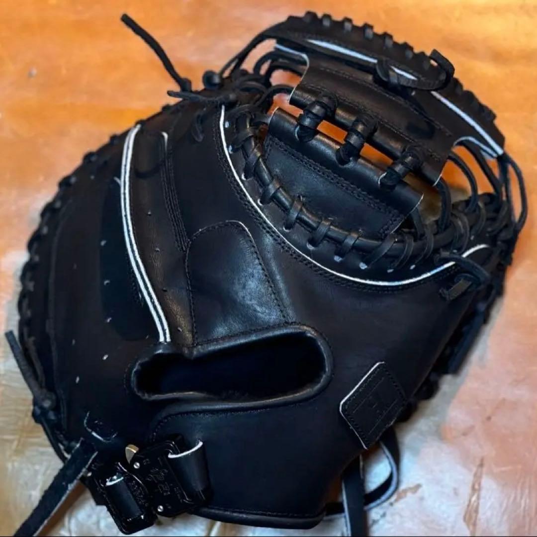キャッチャーミット硬式軟式野球対応オールブラックモデル