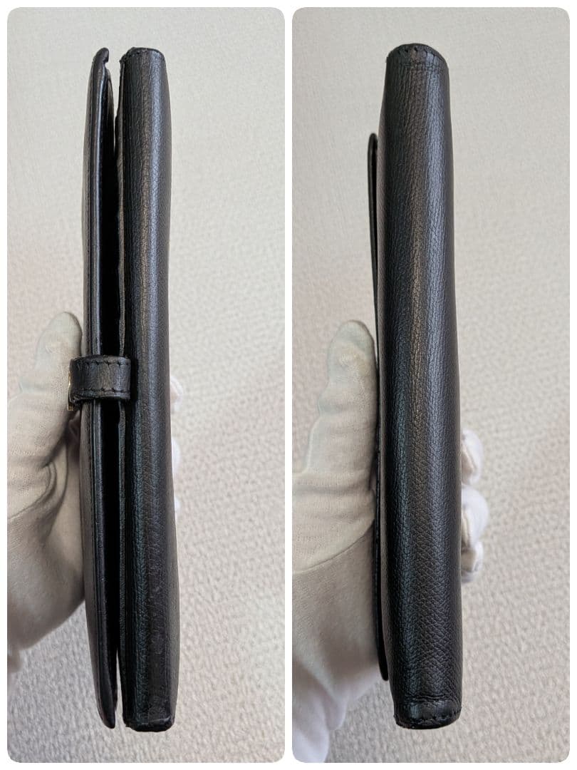 最終価格　シャネル　黒　Wホック長財布　カーフスキン　チェーン　ショルダー