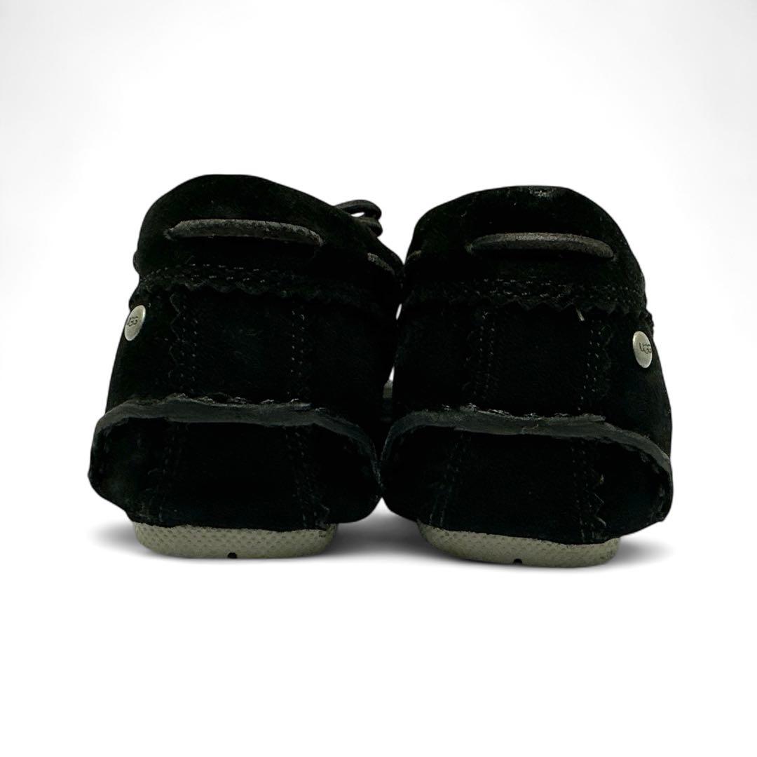 新品✨アグ 24㎝ スリッポン モカシン スエード 羊毛 ボア リボン 黒