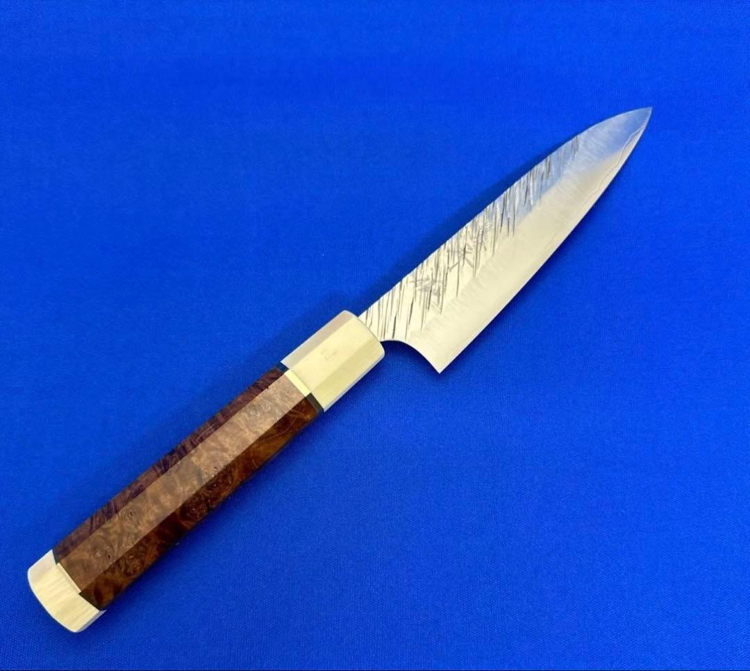 黒崎優　風神SPG2鎚目ペティーナイフ120mmスタビライズドウッド(白樺瘤)柄