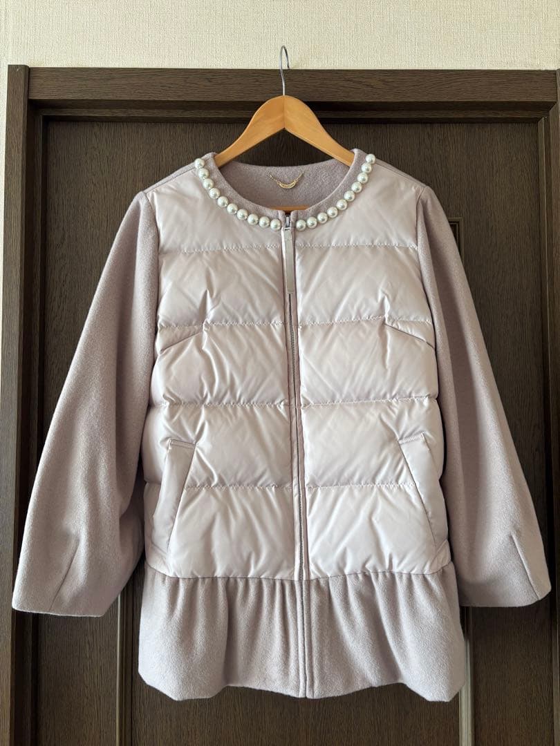 Rose Tiara パール付ノーカラージャケット 大きいサイズ 42