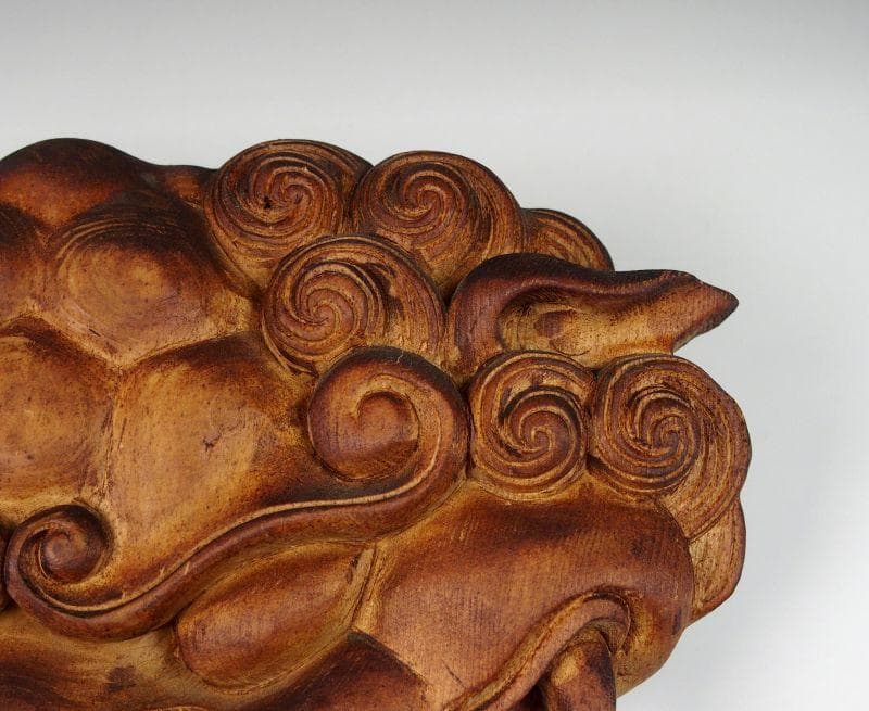 【木彫　獅噛】魔除け　獅子噛み　社寺彫刻　宮彫り　だんじり　山車　悪疫を噛み砕く