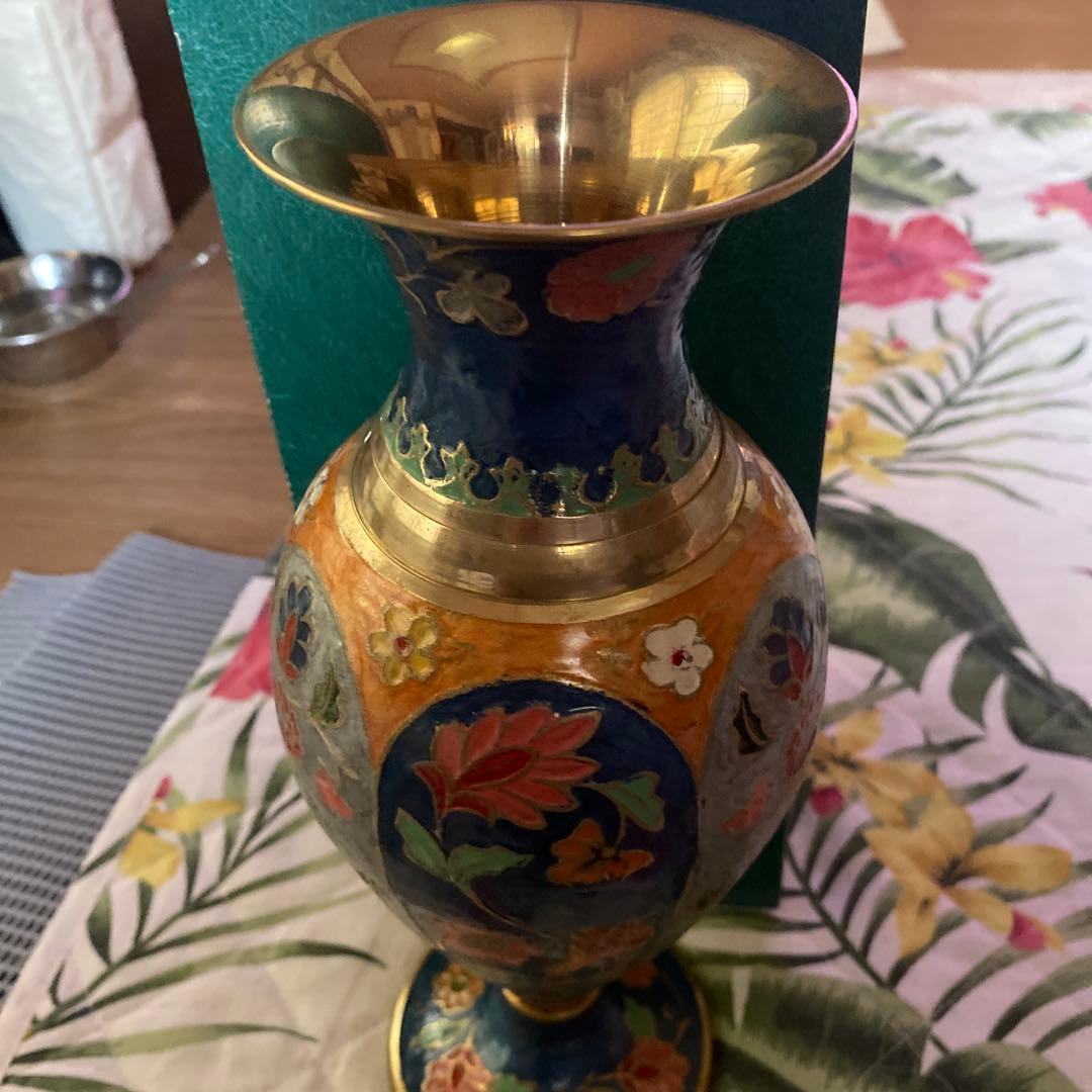 真鍮　七宝焼　花瓶⭐︎