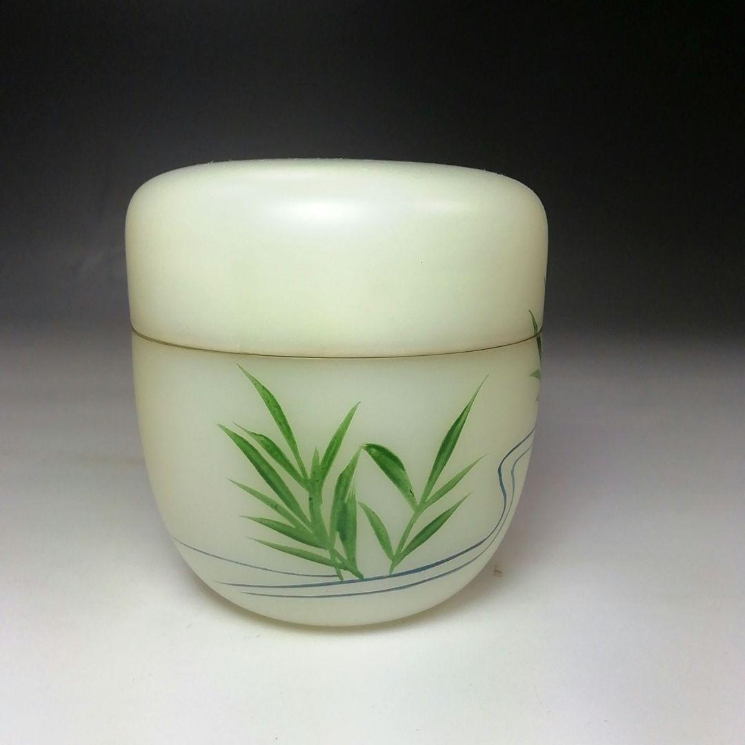 Ｓ６２６　棗　『白透中棗　葦に流水』『樹脂製』『中村口香鳳作』　共箱　茶道具