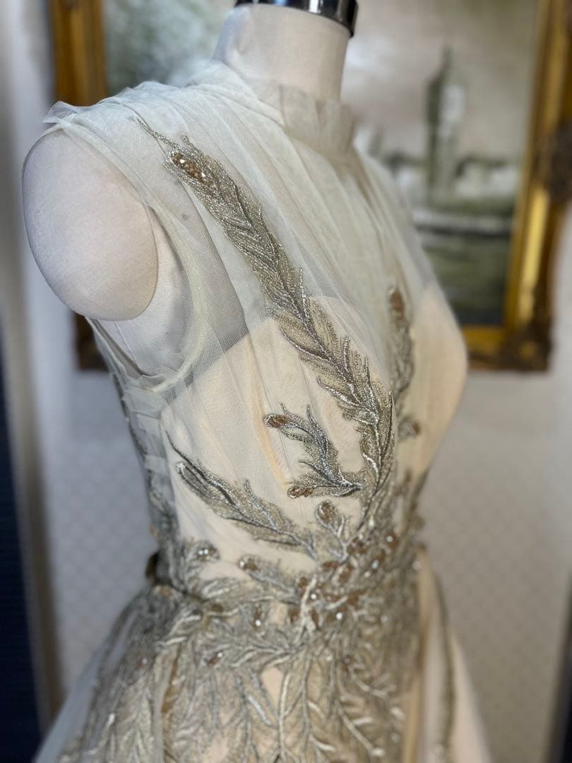 JOVANI☆アイボリー刺繍パーティードレス